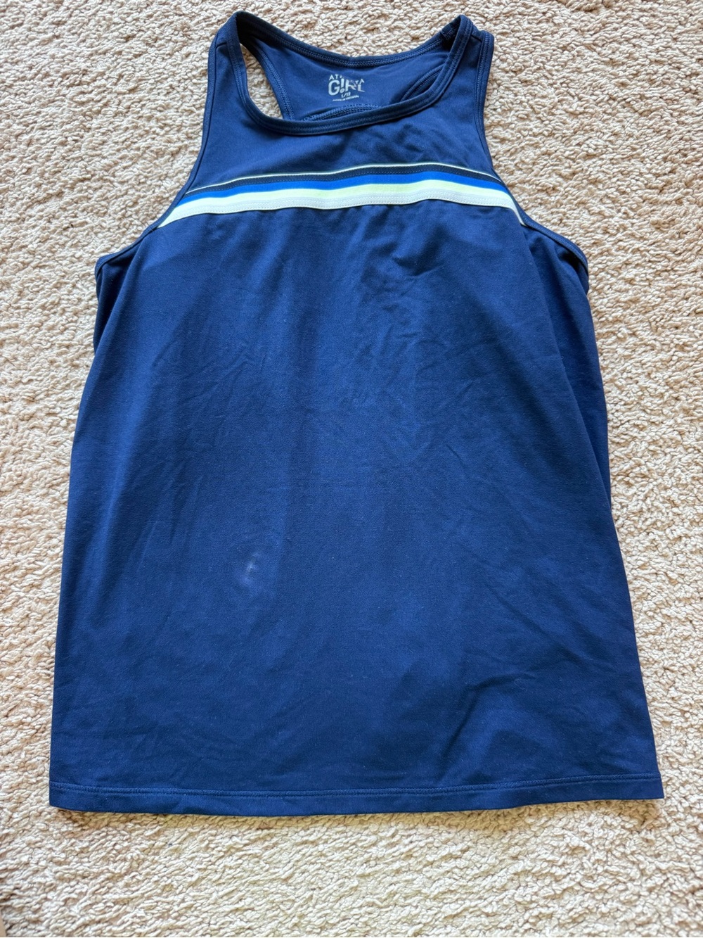 Athleta Girl Navy Blue Pleated Ruffle Back Athletic Tank Top Girls L/12